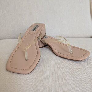 Steve Madden Nude Thong Heel with Clear Straps